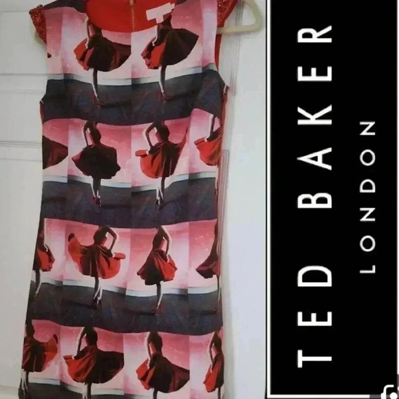 Ted Baker Redosie Rosie Print Dress Red - Picture 1 of 15
